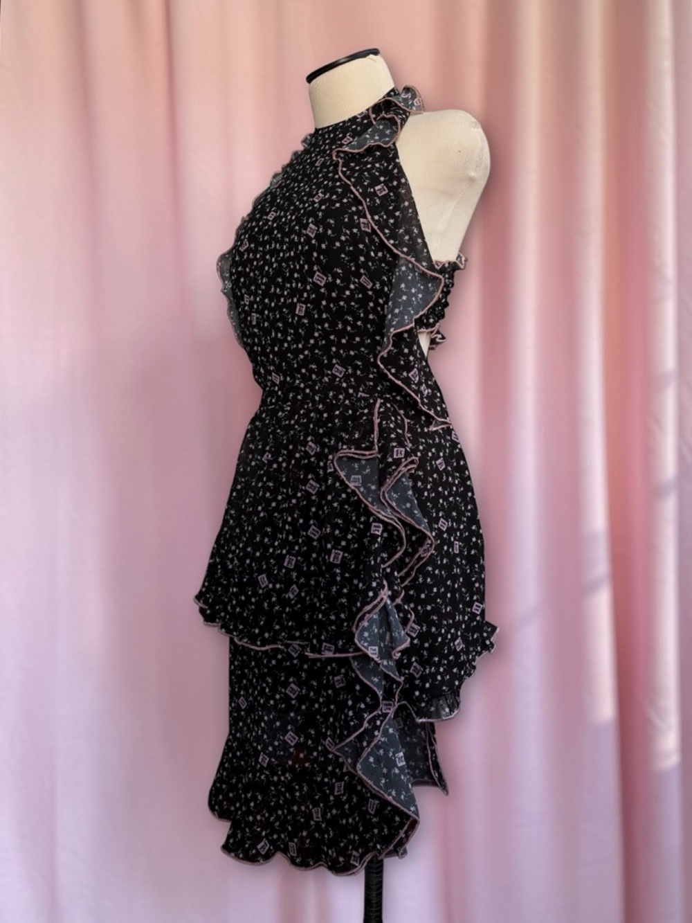 🌟SALE NWT Sandy Liang Louie Make Love Wrapper Print Floral Ruffle Tiered Dress